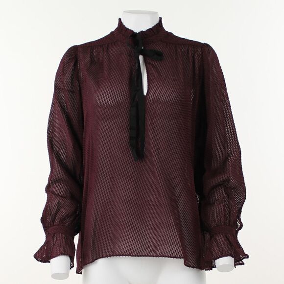 Reiss Maevie Silk-Blend Tie-Neck Dot Blouse - Picture 2 of 5